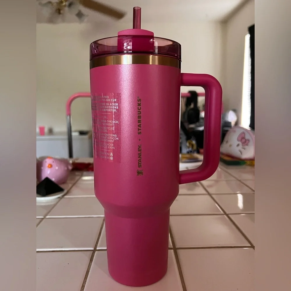 Stanley X Starbucks  Berry Pink Glitter 40oz NWT - Picture 2 of 7